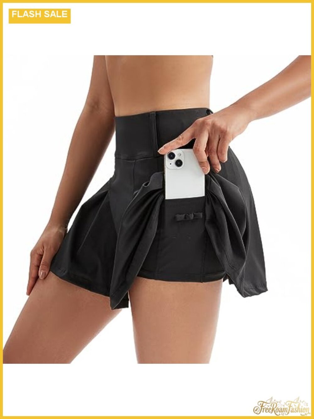 Pleated Mini Tennis Skort with Pockets High Waisted 2-in-1 Athletic Skirt